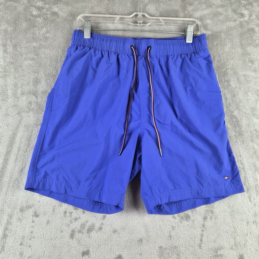 Tommy Hilfiger Swim Trunks Mens Medium Blue Drawstring‎ Mesh Lined Beach NWOT